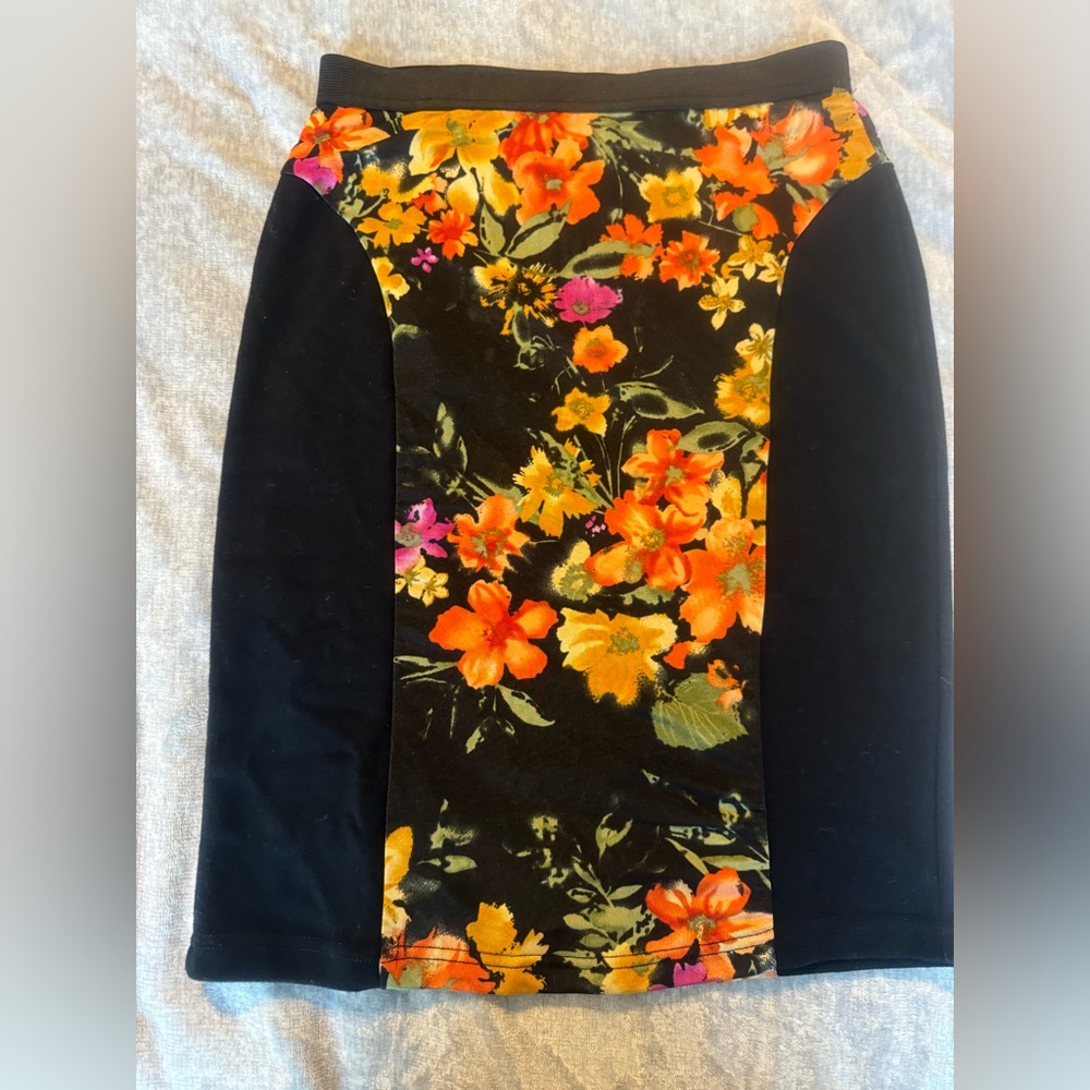 Black Floral Skirt